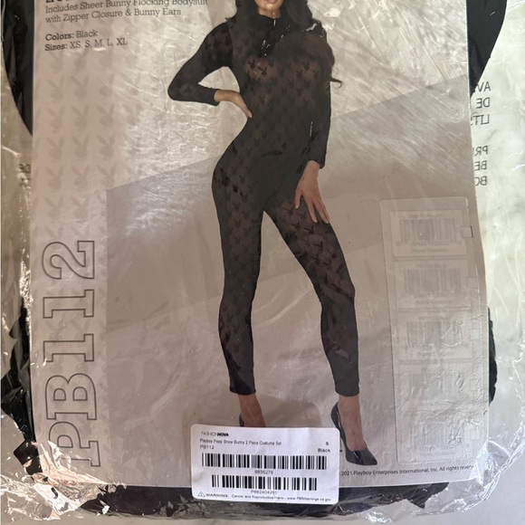 PLAYBOY Black Mesh Bodysuit with Bunny Ears - Picture 5 of 6